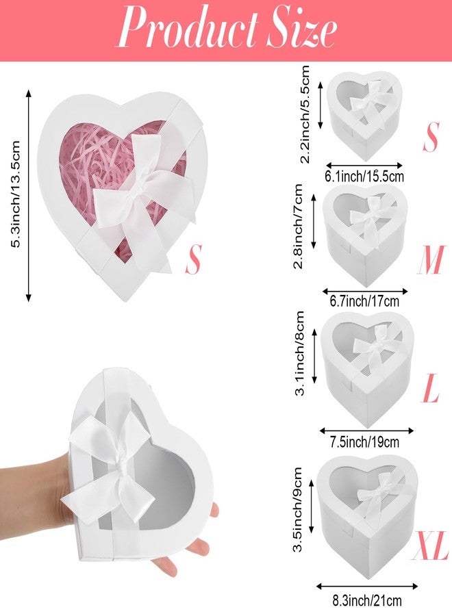 AojSup 4 Pcs Heart Shaped Boxes for Flowers Arrangements, Heart Box for Flowers, White Nesting Gift Boxes with Clear Lids for Present, Bridesmaid, Proposal, Birthday - Image 2